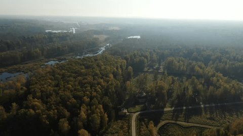 Aerial Drone Flight over Wetland Mytishchi