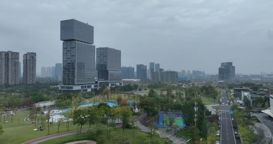 Aerial view of landscape in Chengdu city, China	