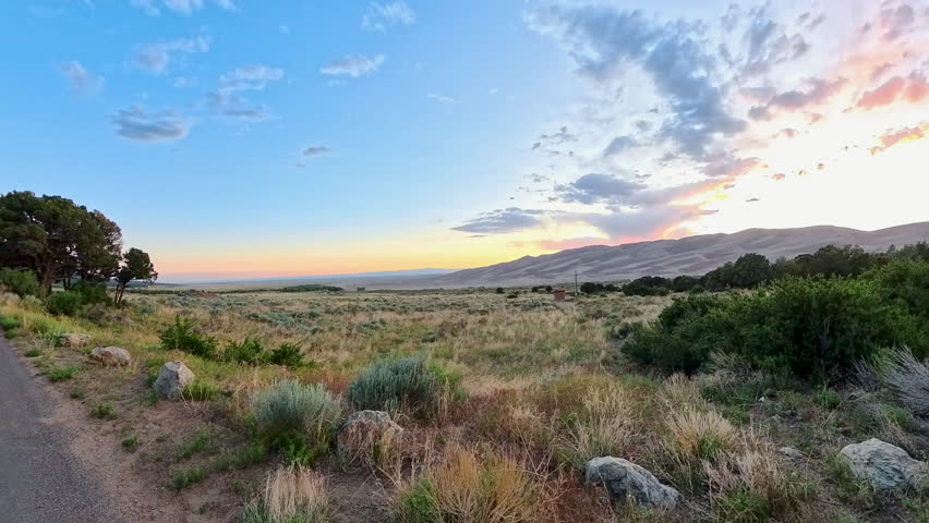 Sunset Over base of Sand Dunes in Colorado 