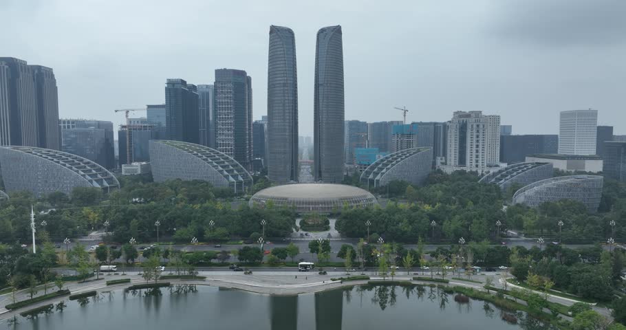 Aerial view of landscape in Chengdu city, China	