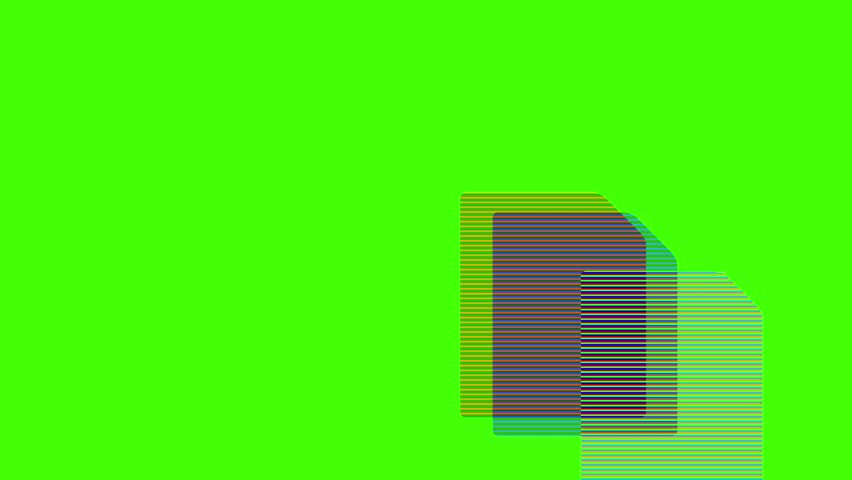 A simple graphic of a document icon with lines of text, presented on a vibrant green screen background.