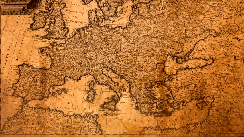Classic antique map Europe continent detailed historical cartographic illustration
