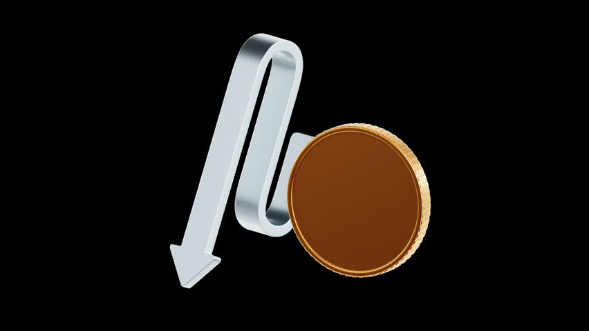 curled arrow with gold coin floating background money finance