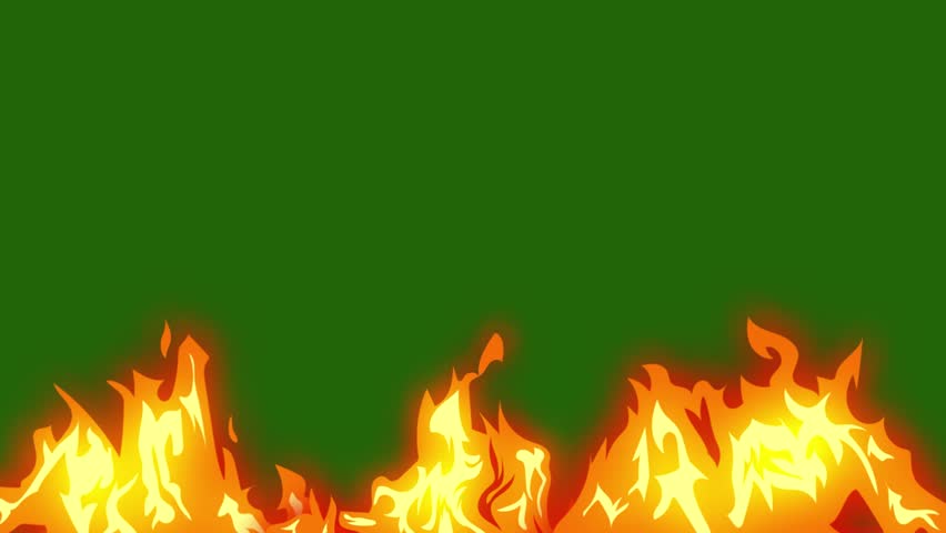 Burning fire green screen animation