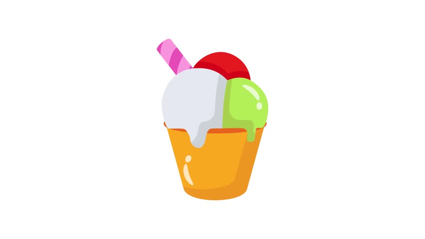 A captivating 2d animated icon showing delicious summer ice cream