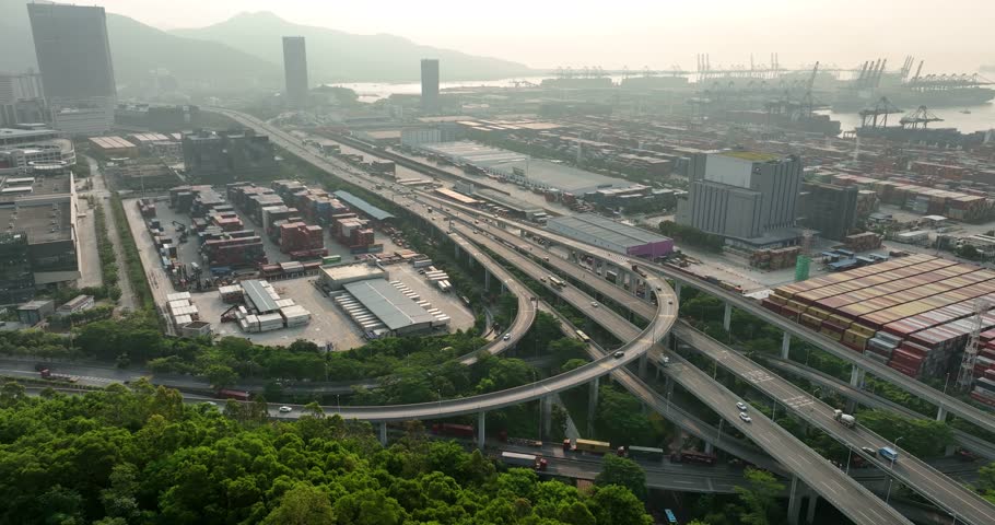  Aerial footage of Landscape in Shenzhen city, China, Timelapse
