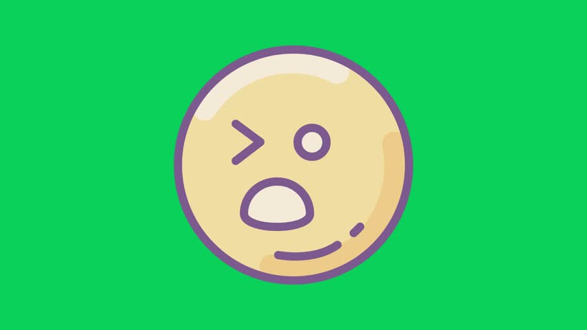 A sequence of a smiling face icon with a cheerful expression against a solid green background.