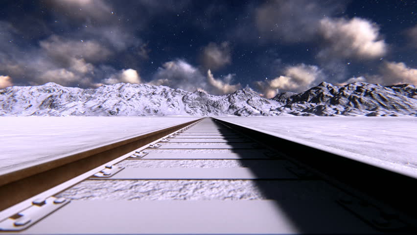 Railroad tracks in the snow
