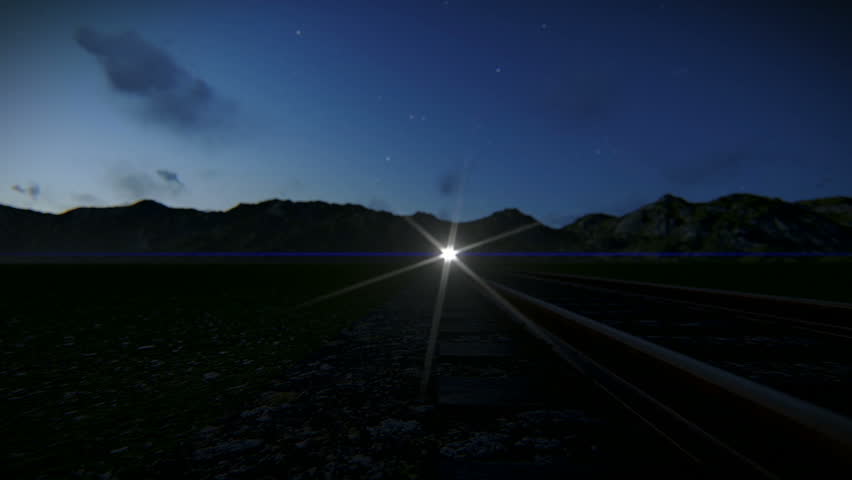 Train traveling at night
