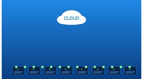 Animated digital data transfer to cloud server, illustrating network sync and connectivity. - Powered by Shutterstock - Get 15% off with code: PIKWIZARD15