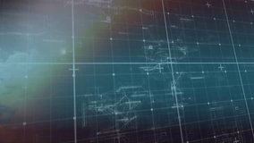 Low sun pulsing grid wireframe sliding across clouds, cloud icons drifting, forming data network. Cloudscape, overlay, holographic, abstract, futuristic, codes, 3d - Powered by Shutterstock - Get 15% off with code: PIKWIZARD15