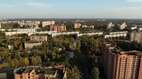Drone Rising above Mytishchi Urban Landscape
