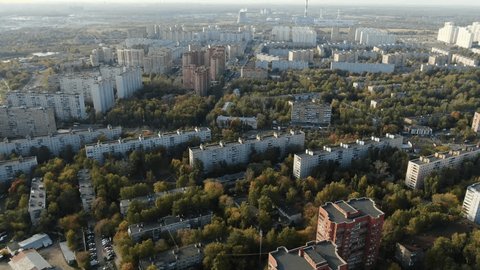 Drone Flying Forward Tilting Down over Mytishchi
