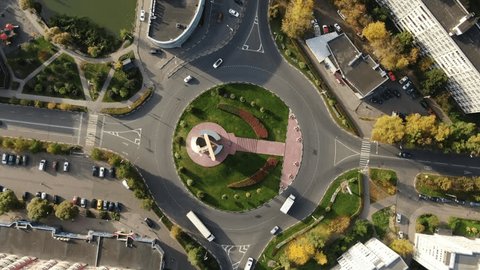 Drone Spiraling Down over Airplane Art Mytishchi