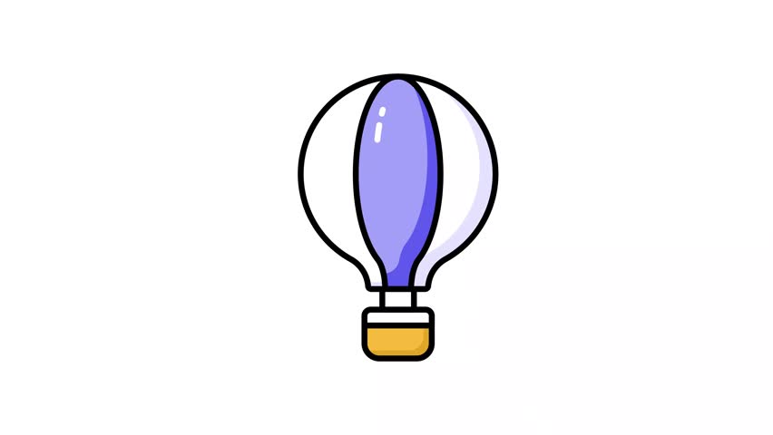 Creatively designed animated vector of hot air balloon, enjoy the adventure of hot air ballooning