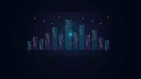 A digital interface displaying a futuristic city command center with a glowing blue digital skyline and holographic elements. - Powered by Shutterstock - Get 15% off with code: PIKWIZARD15