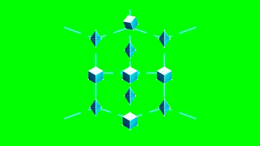 Abstract 3D Geometric Animation of Rotating Cubes and Pyramids
