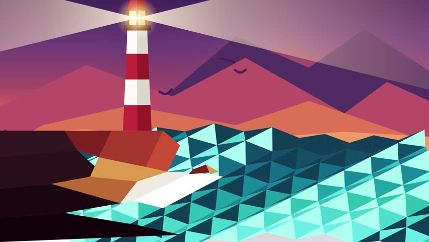 cliff seaside landscape with lighthouse