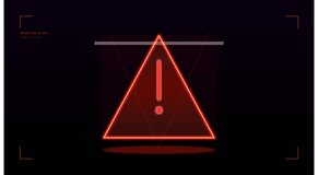 Pulsing red warning triangle HUD interface, cyber security or error alerts. Digital,... - Powered by Shutterstock - Get 15% off with code: PIKWIZARD15
