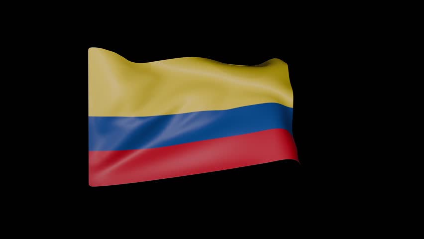 Colombia Flag Waving on Black Background – Colombian National Banner Animation