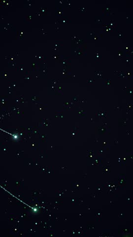 A dark night sky filled with countless stars and several shooting stars leaving trails of light.