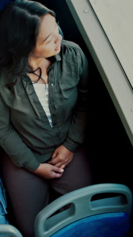Travel, bus and mom with child talking of city, commute and pointing out window for sightseeing. Happy, relax and above of woman and girl on public transport for trip, tourism or journey on weekend