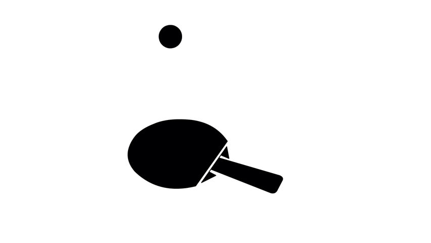 Table Tennis Paddle and Ball Icon Animation on White Background
