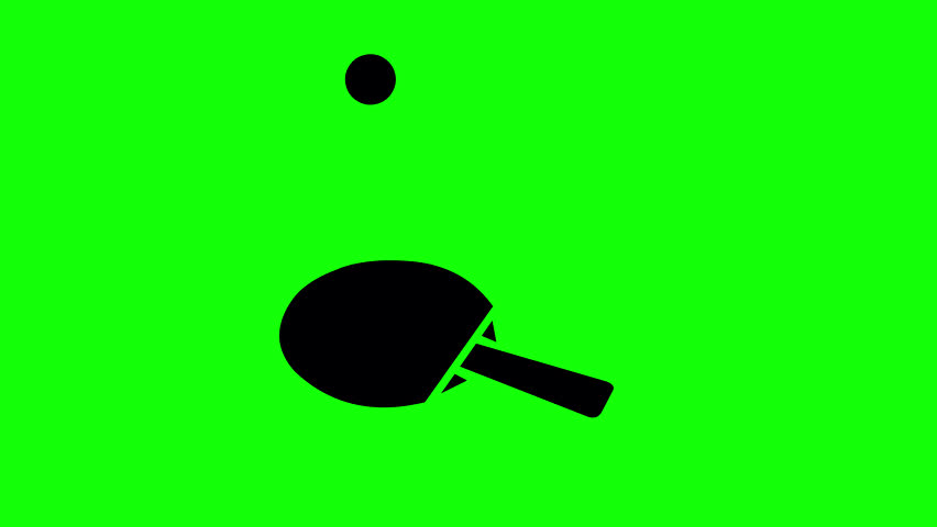Table Tennis Paddle and Ball Sports Icon Animation on Green Screen