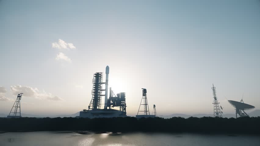 Rocket Launch from Space Center — Powerful Liftoff with Fire, Smoke and Steam at Launch Pad, Space Exploration and Aerospace Technology Concept