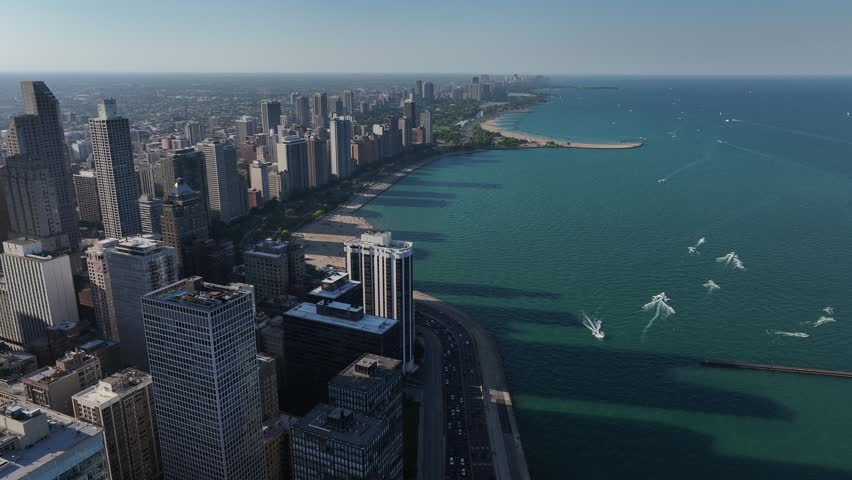 aerial view of Chicago city skyline illinois, united states