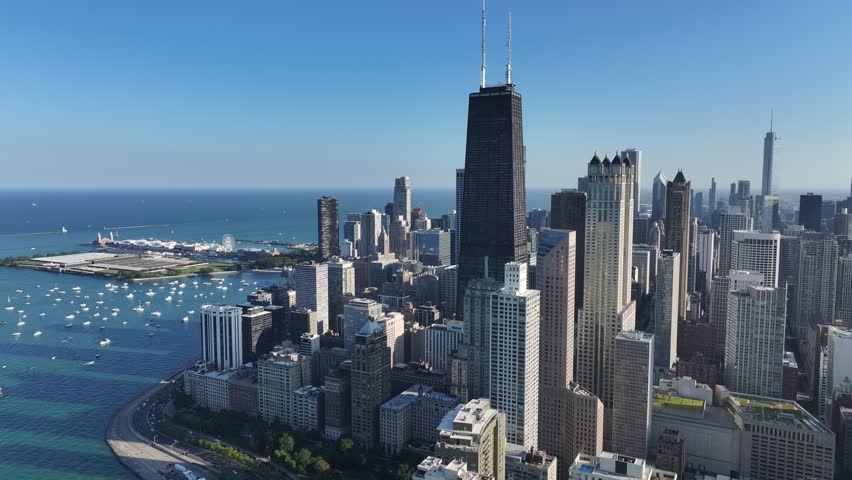 aerial view of Chicago city skyline illinois, united states