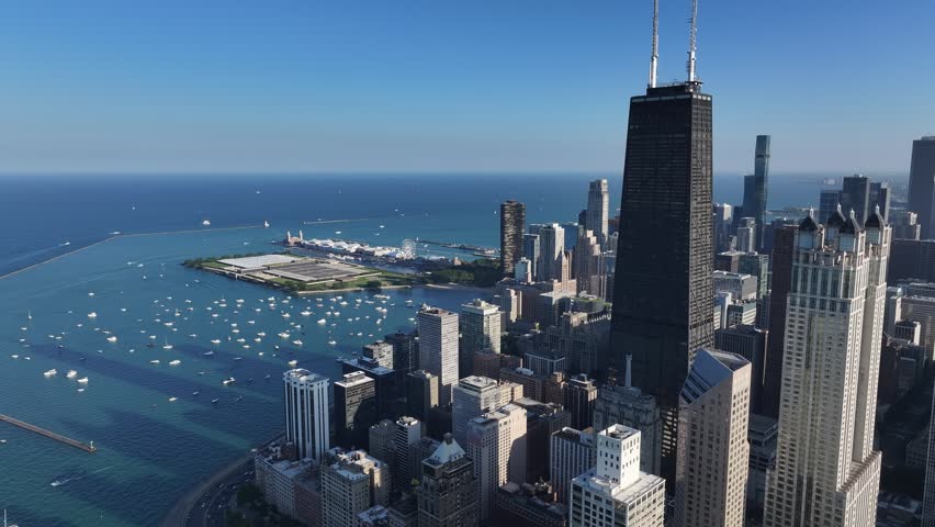 aerial view of Chicago city skyline illinois, united states