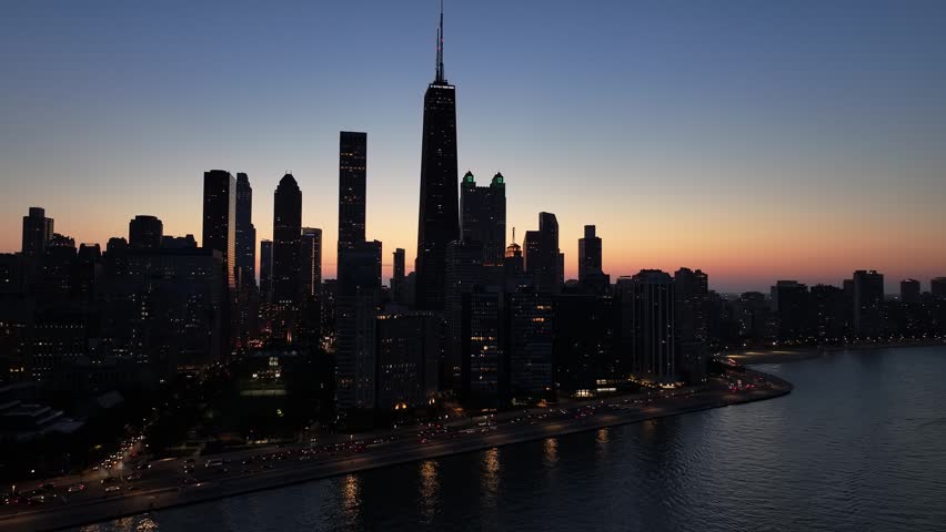 aerial view of city skyline of chicago,illinois, united states