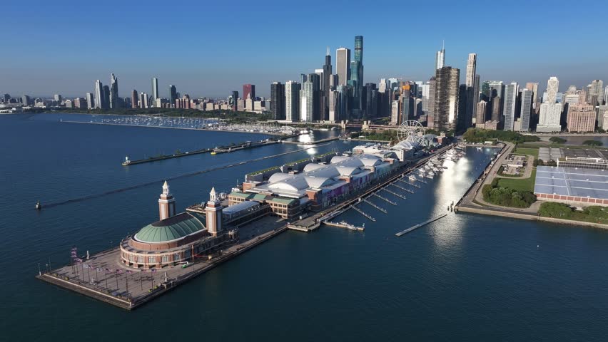 aerial view of skyscrapers of chicago city, illinois United states