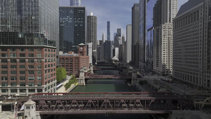 aerial view of skyscrapers of chicago city, illinois United states