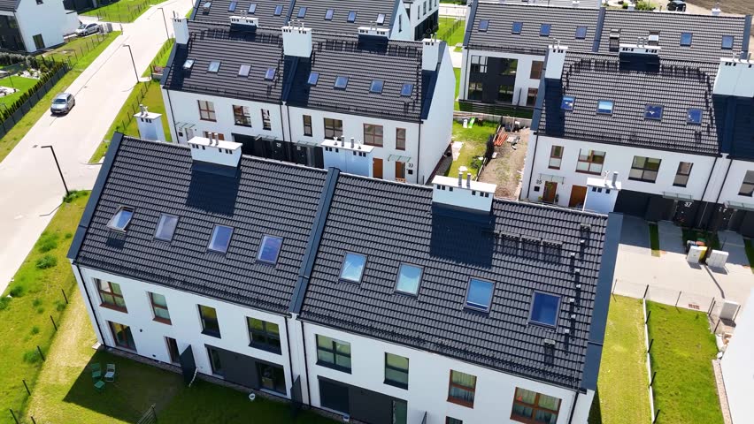 Townhouses, residential complex, aerial view, Wroclaw, Poland