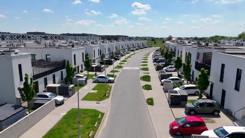 Townhouses, residential complex, aerial view, Wroclaw, Poland