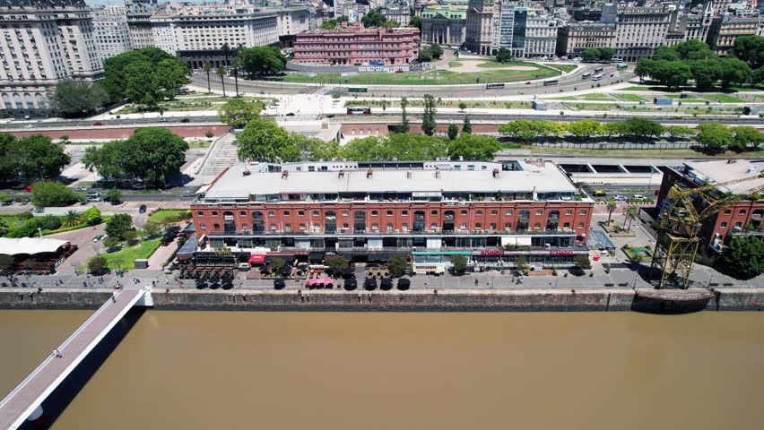 Buenos Aires City Skyline Along the River from Above