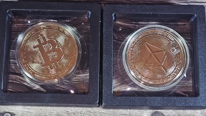 The obverse of the two physical silver Ethereum coin and bitcoin, Bitcoin (BTC) is the world