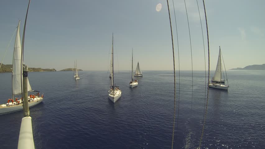 Boats competitor of sailing regatta (HD)