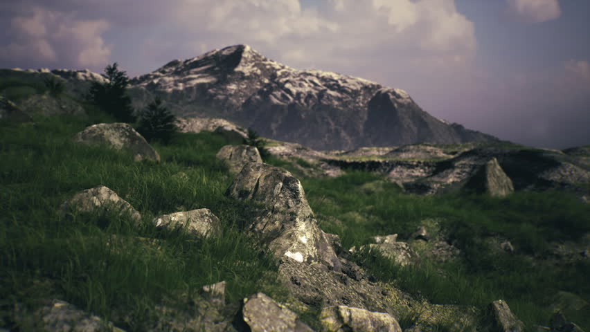 Rocky path leading toward snowcapped peak with jagged foreground stones and windswept grasses, late afternoon light casting warm hues on ridge, inviting route