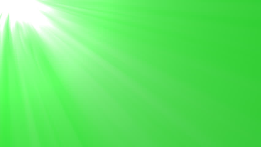 Green Screen Background with Sun Light Rays. Chroma Key, Visual Effects, Motion Graphics and Video Editing