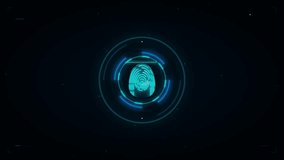 Holographic fingerprint scan with glowing cyan lines and digital interface on a dark background - Powered by Shutterstock - Get 15% off with code: PIKWIZARD15