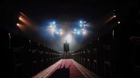 Slow Camera Dolly In to Blank Artist Canvas on Easel inside Empty Theater Stage - Powered by Shutterstock - Get 15% off with code: PIKWIZARD15