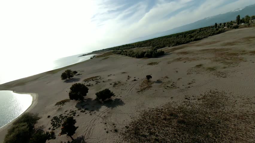 Panoramic drone view of nature landscape with mountains and forest