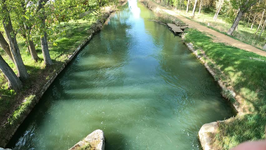 Looking up the canal on a sunny day