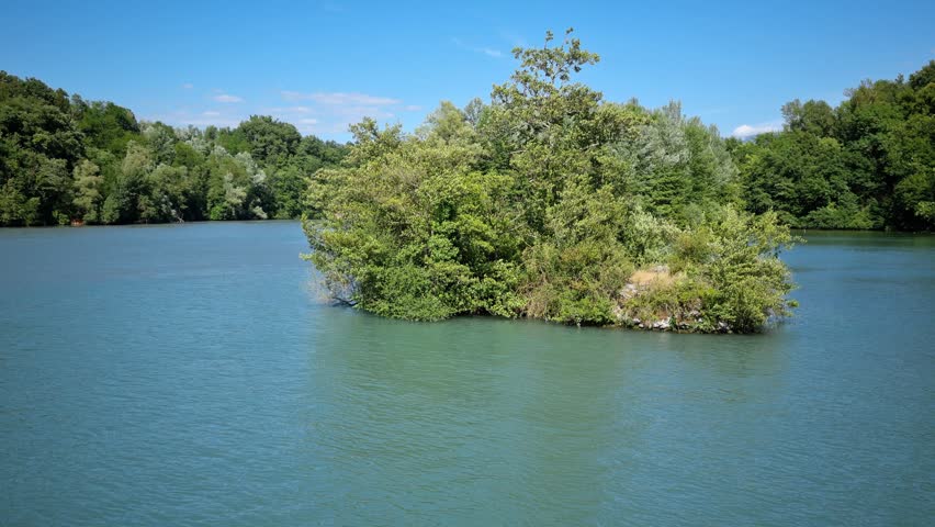 The Isere river in Saint Nazaire en Royans, France