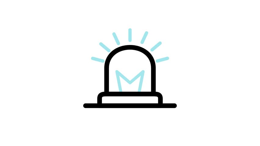Animated blue police light with a logo on a white background