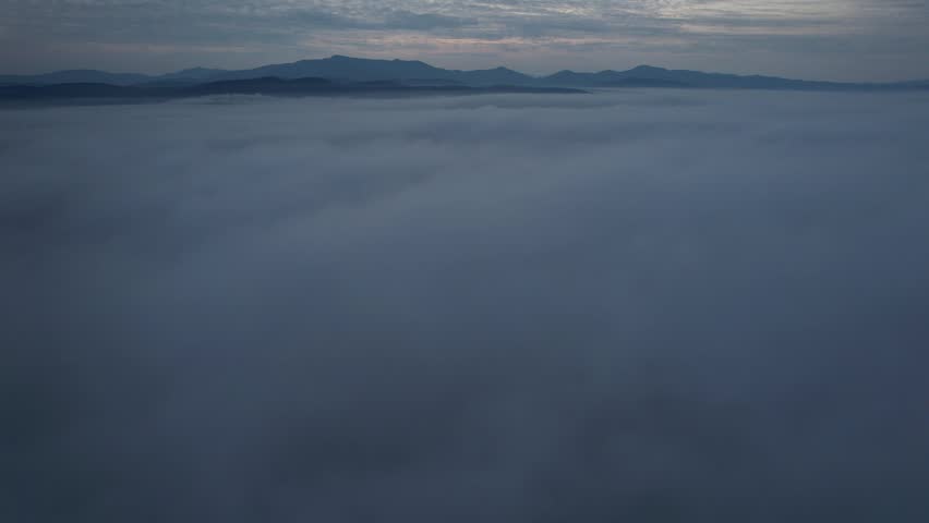 4k aerial vermont mountains amongst the fog