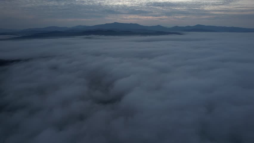4k aerial vermont mountains amongst the fog